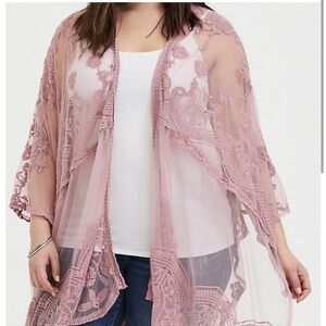 Torrid Blush Pink Lace Duster Cardigan